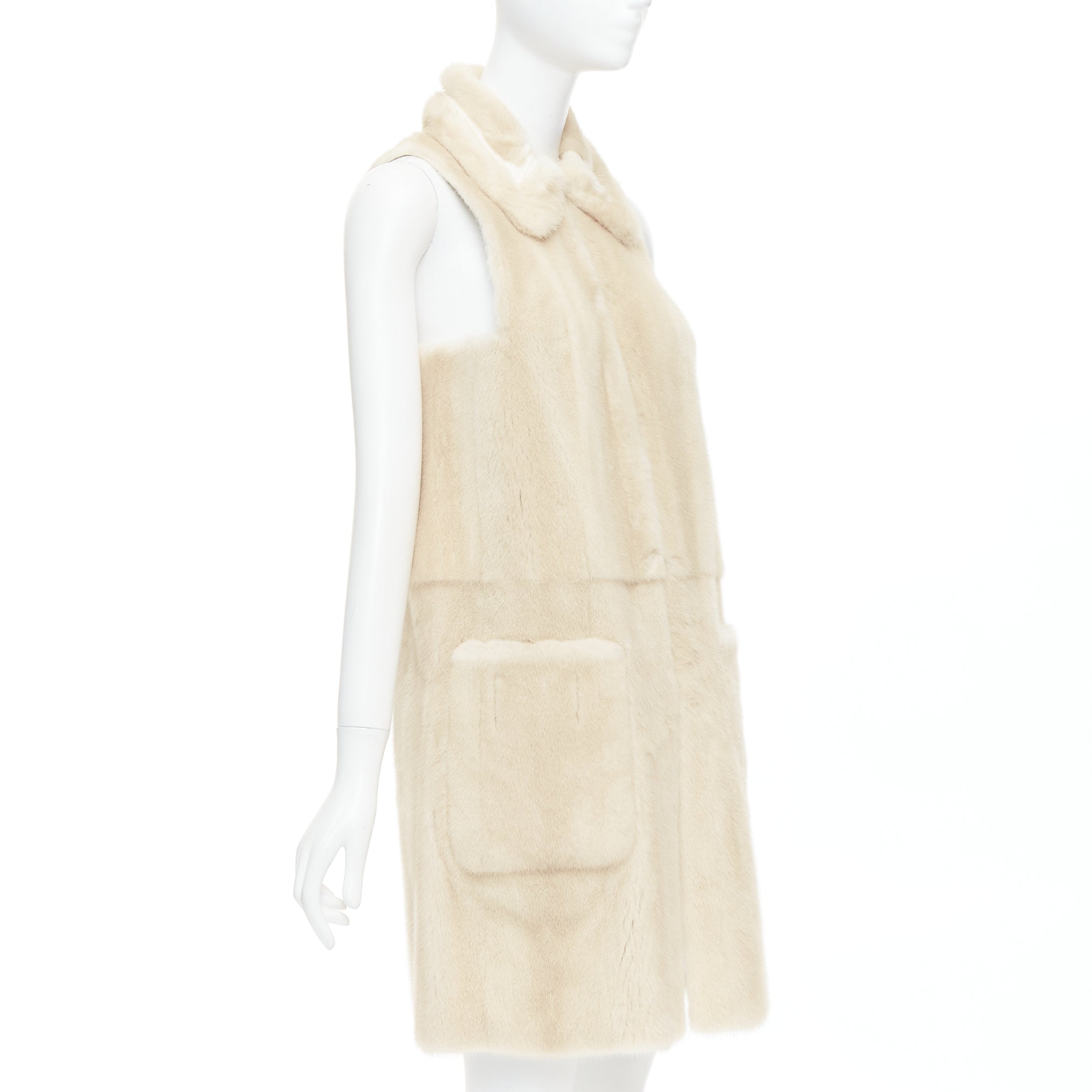 Fendi Beige Fur Metallic Vest - 4