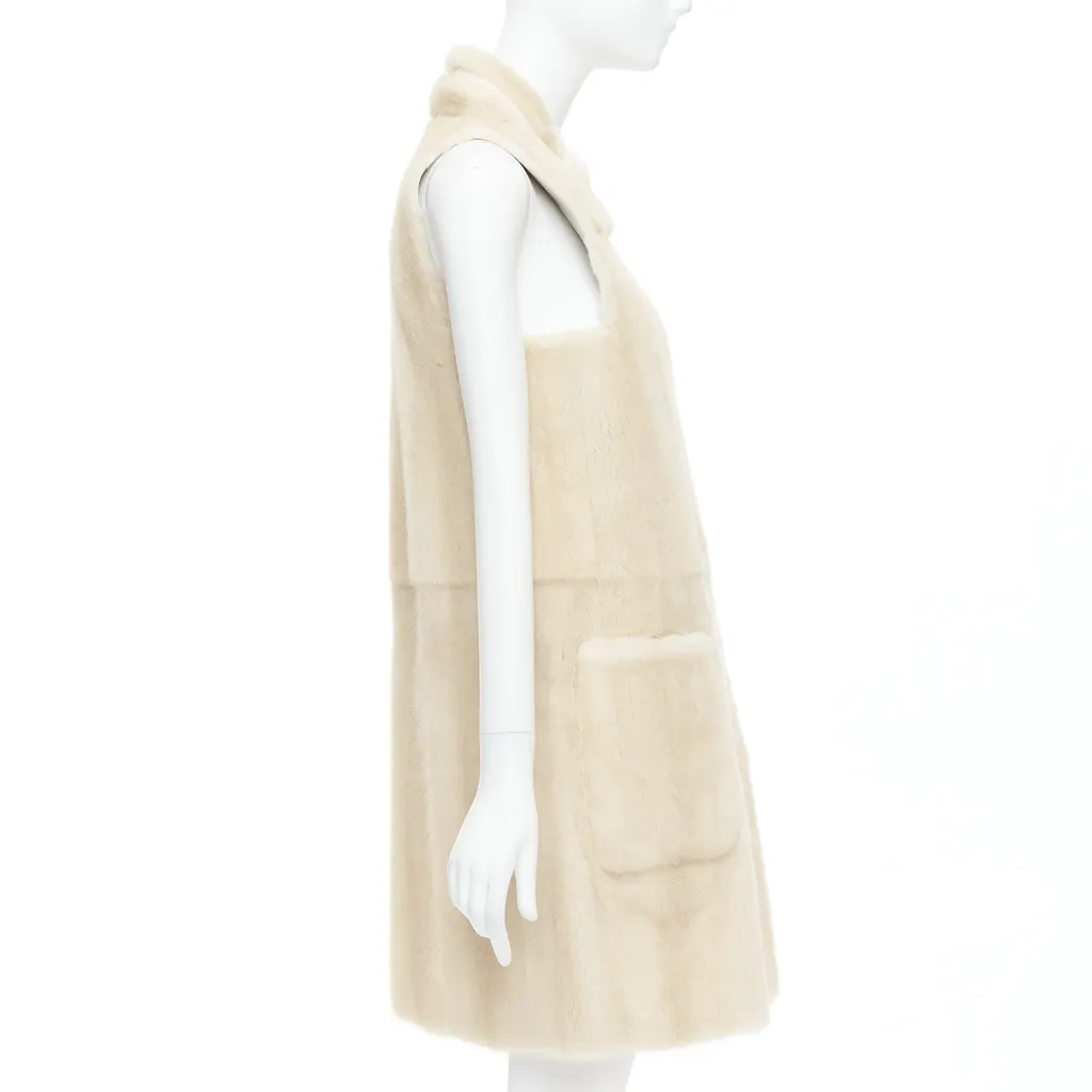 Fendi Beige Fur Metallic Vest Beige Fur Very good - Box View