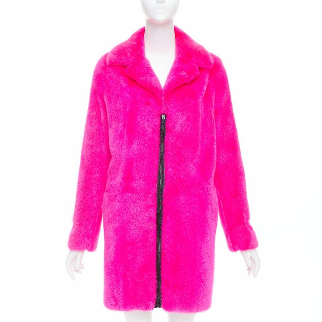 Saint Laurent Pink Mink Leather Coat