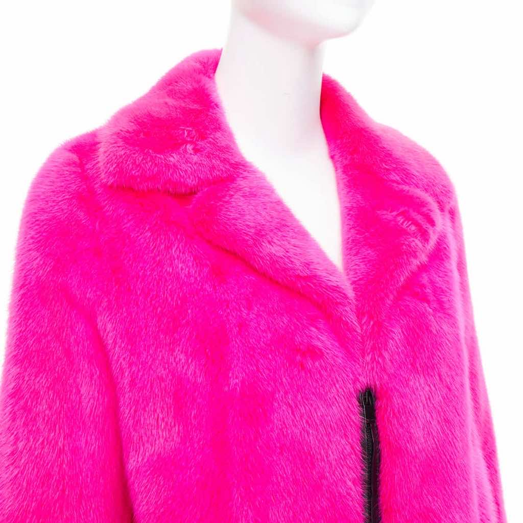 Saint Laurent Pink Mink Leather Coat - Back view