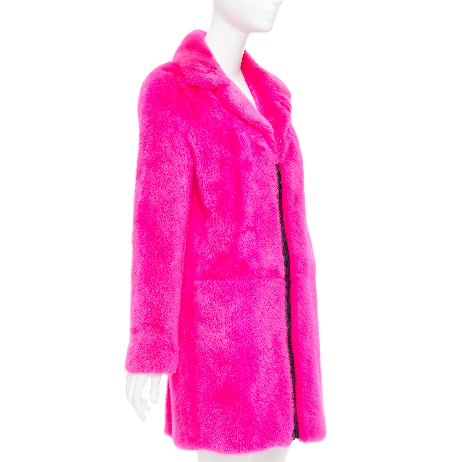 Saint Laurent Pink Mink Leather Coat - 4