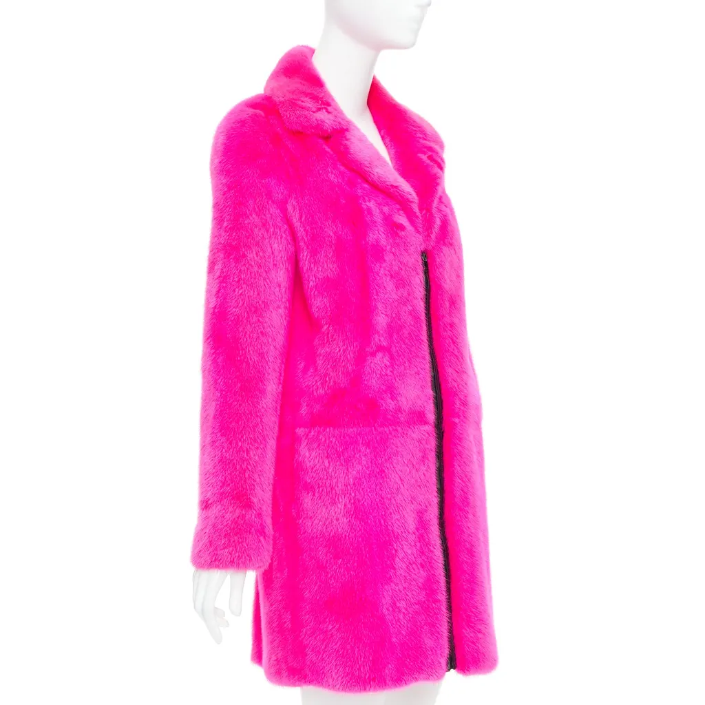 Saint Laurent Pink Mink Leather Coat Pink Fur Never worn - Model View