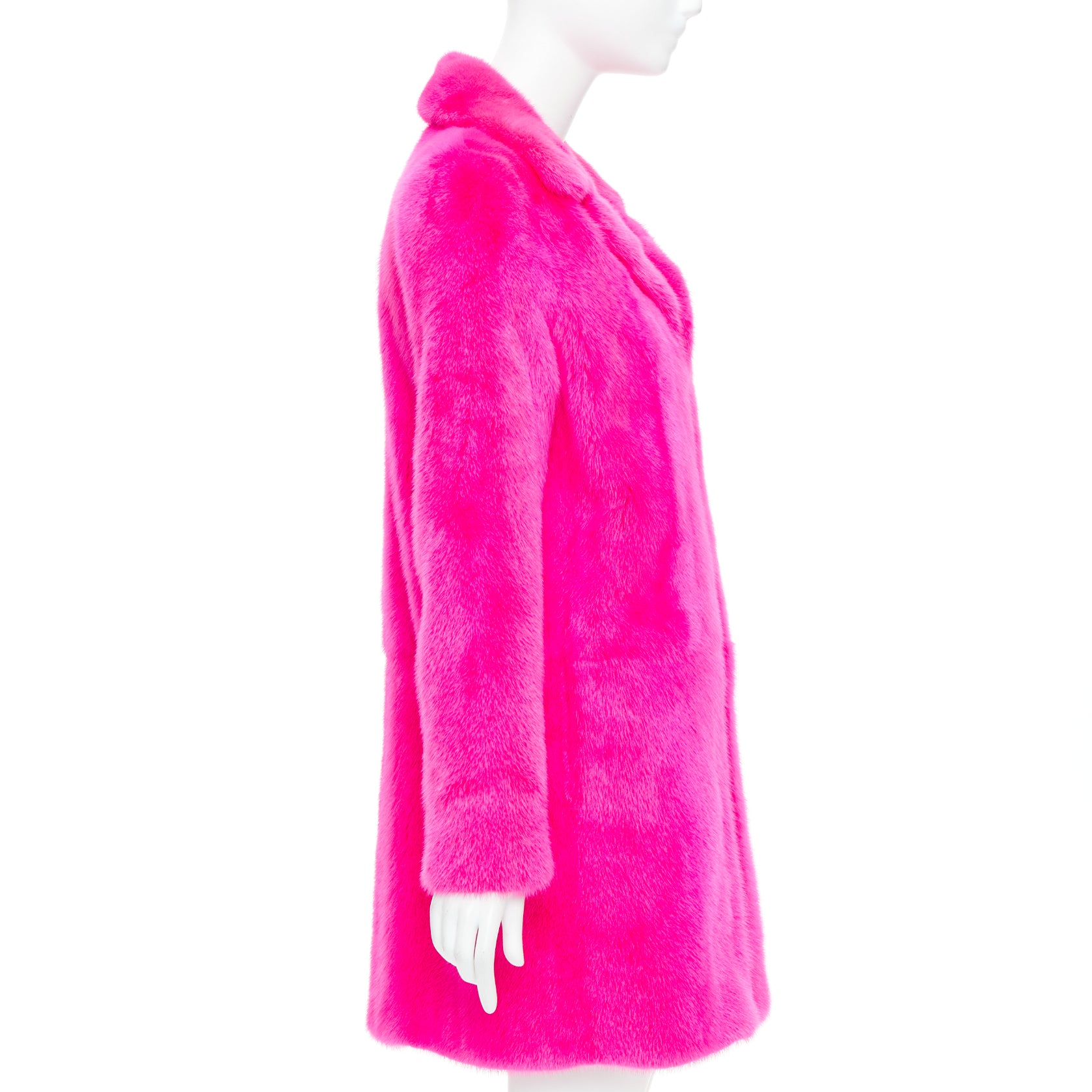 Saint Laurent Pink Mink Leather Coat - Side view