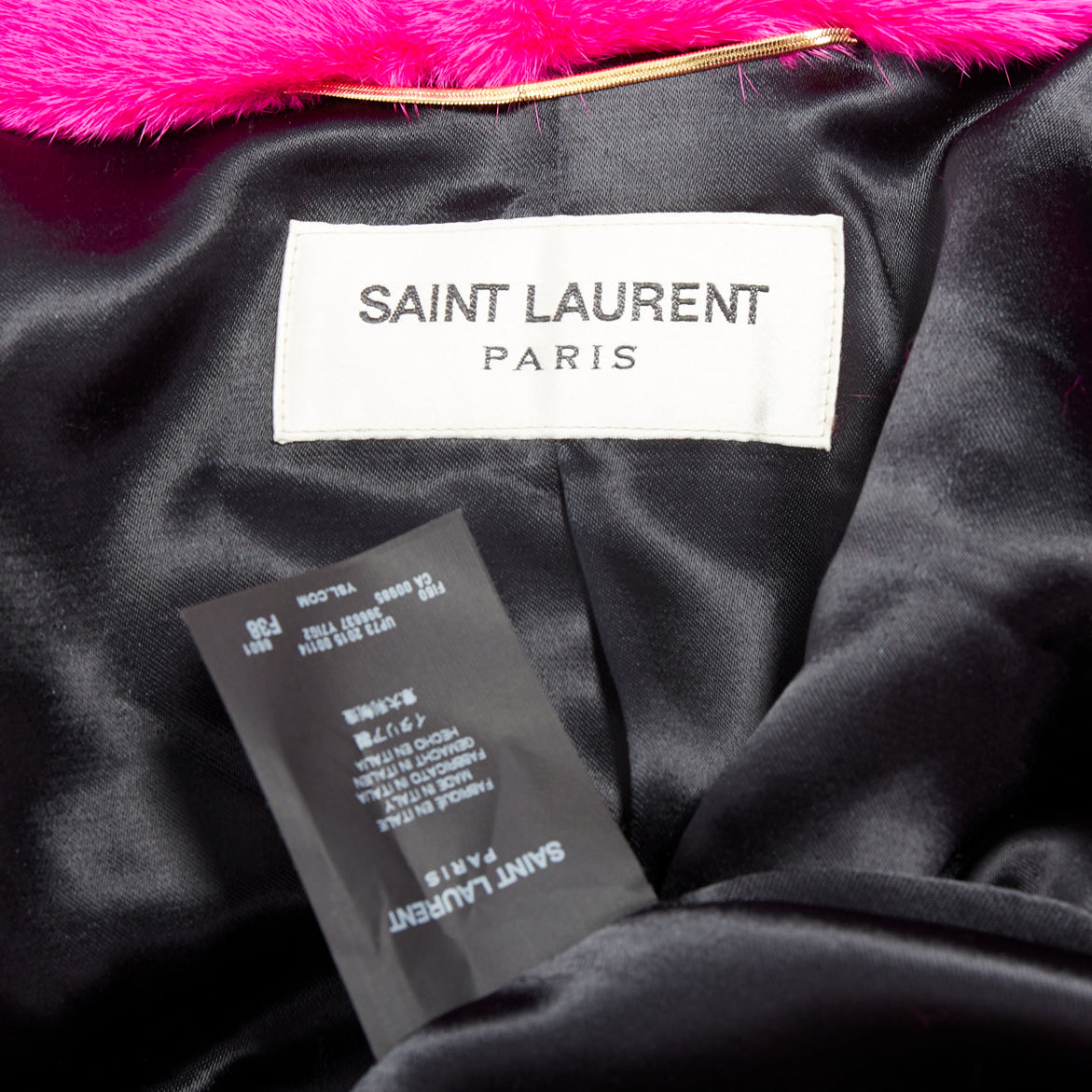 Saint Laurent Pink Mink Leather Coat - Image 11