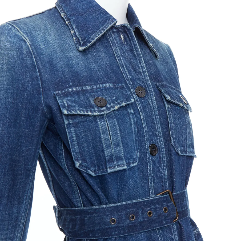 Saint Laurent Saharienne Blue Cotton Very good - Back View
