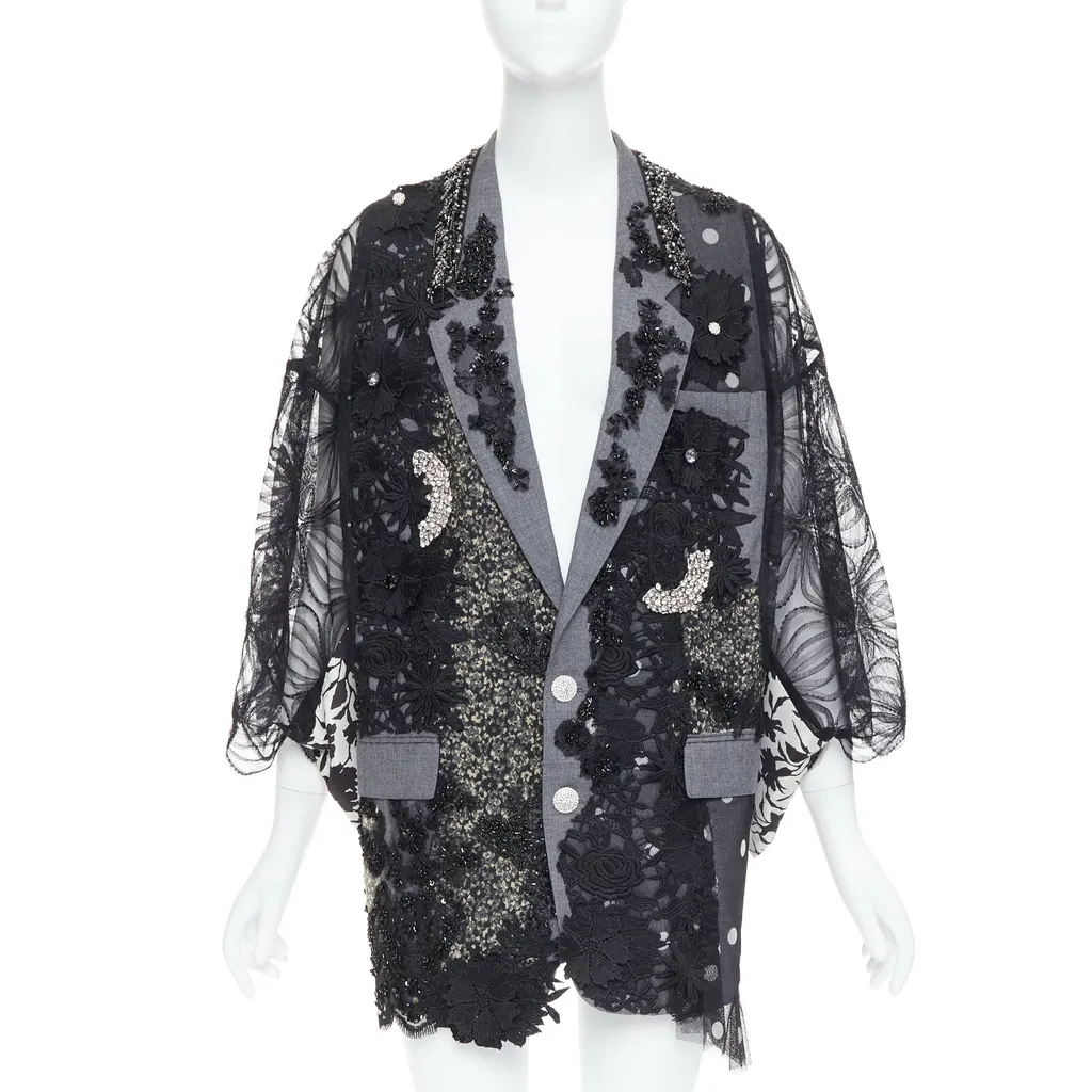 Antonio Marras Black Kimono Blazer Coat Black Wool Very good - Front View