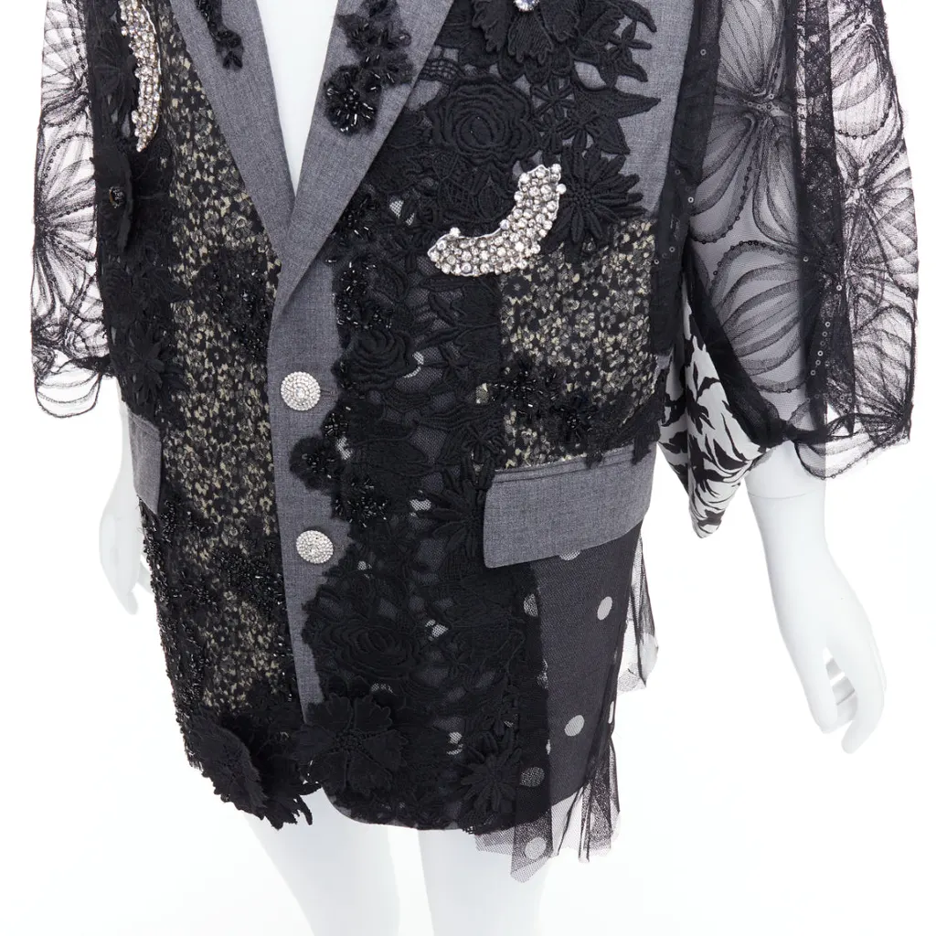 Antonio Marras Black Kimono Blazer Coat Black Wool Very good - Back View