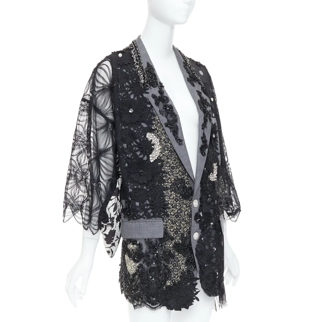 Antonio Marras Black Kimono Blazer Coat Black Wool Very good - Inside View