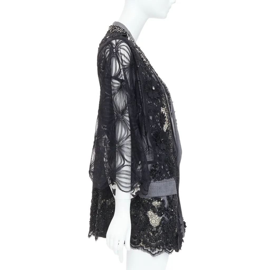 Antonio Marras Black Kimono Blazer Coat Black Wool Very good - Model View