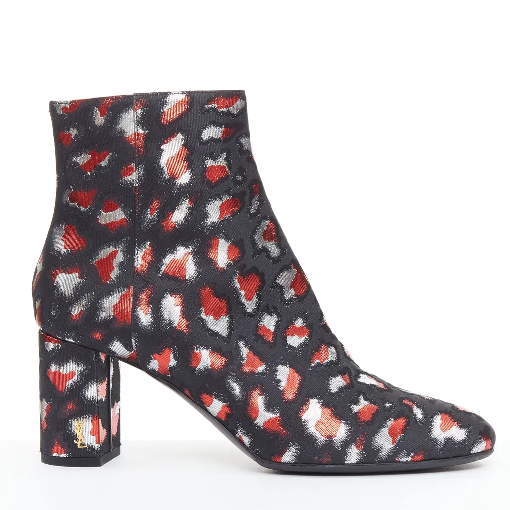 Saint Laurent Suede Sock Wooden Boots Black Very good - Front View