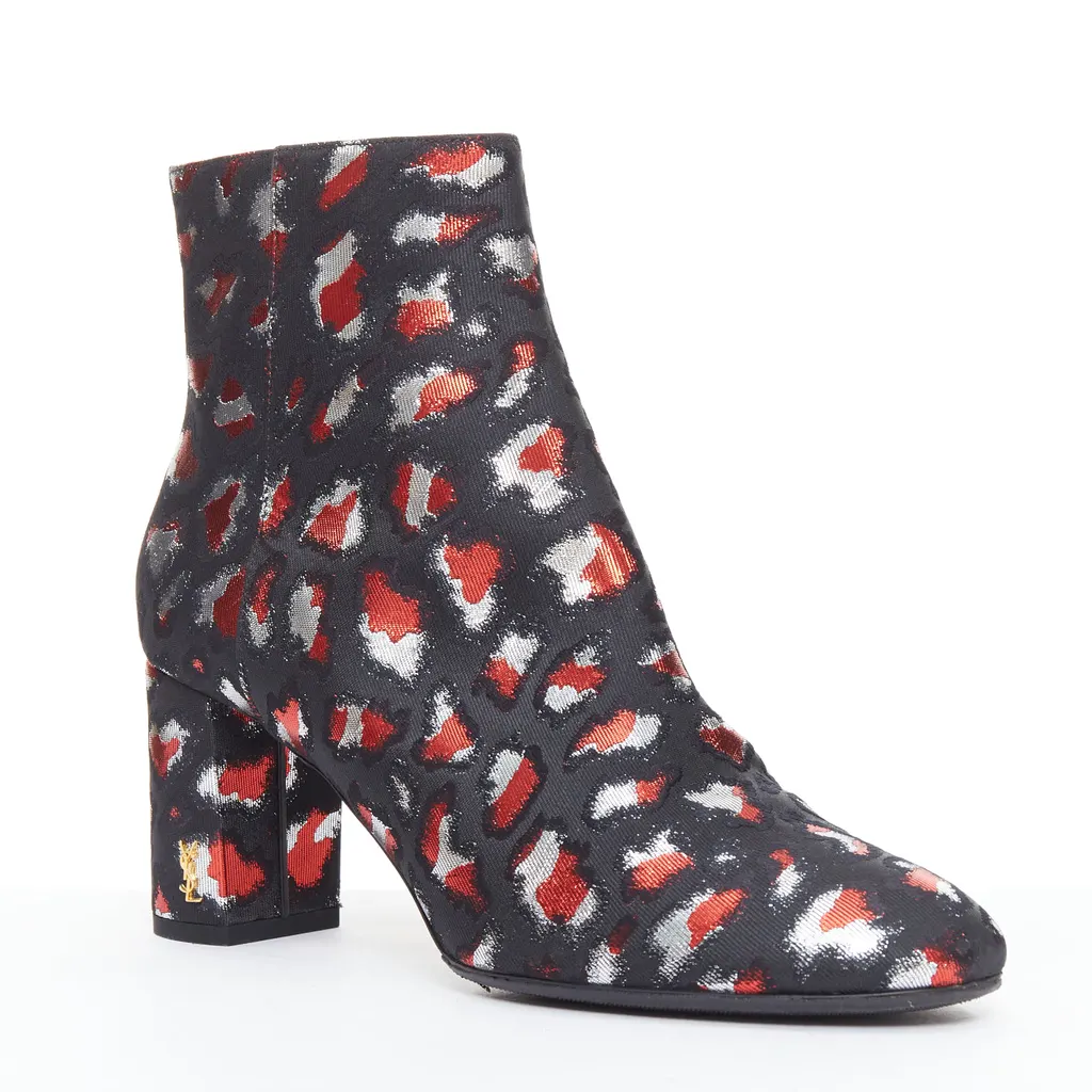 Saint Laurent Suede Sock Wooden Boots Black Very good - Back View