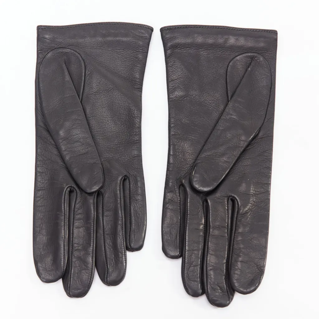 Louis Vuitton Suede Topstitch Gloves Black Leather Very good - Back View
