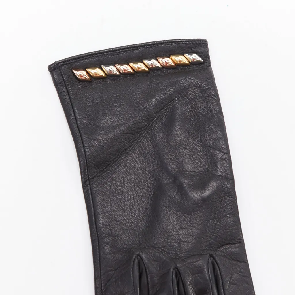 Louis Vuitton Suede Topstitch Gloves Black Leather Very good - Inside View