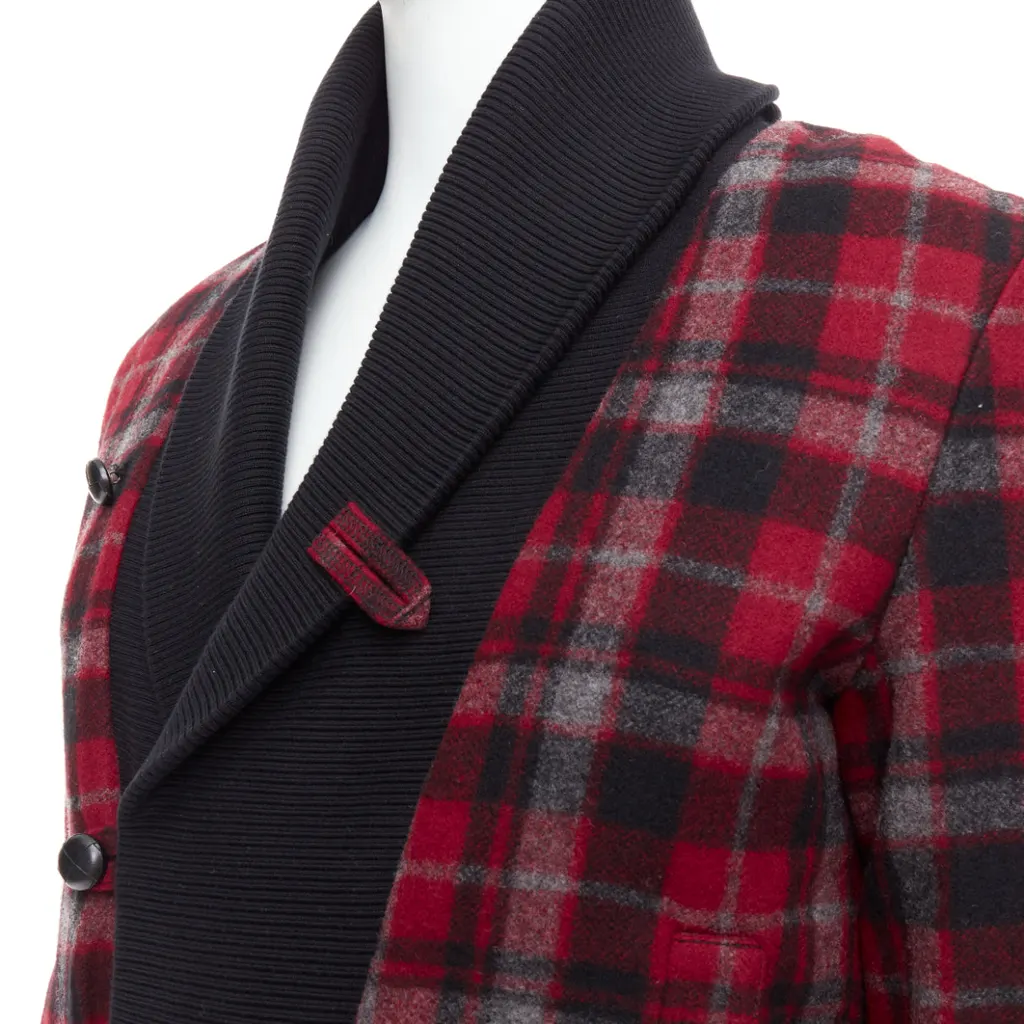 Kris Van Assche Red Wool Check Bomber Red Wool Very good - Back View