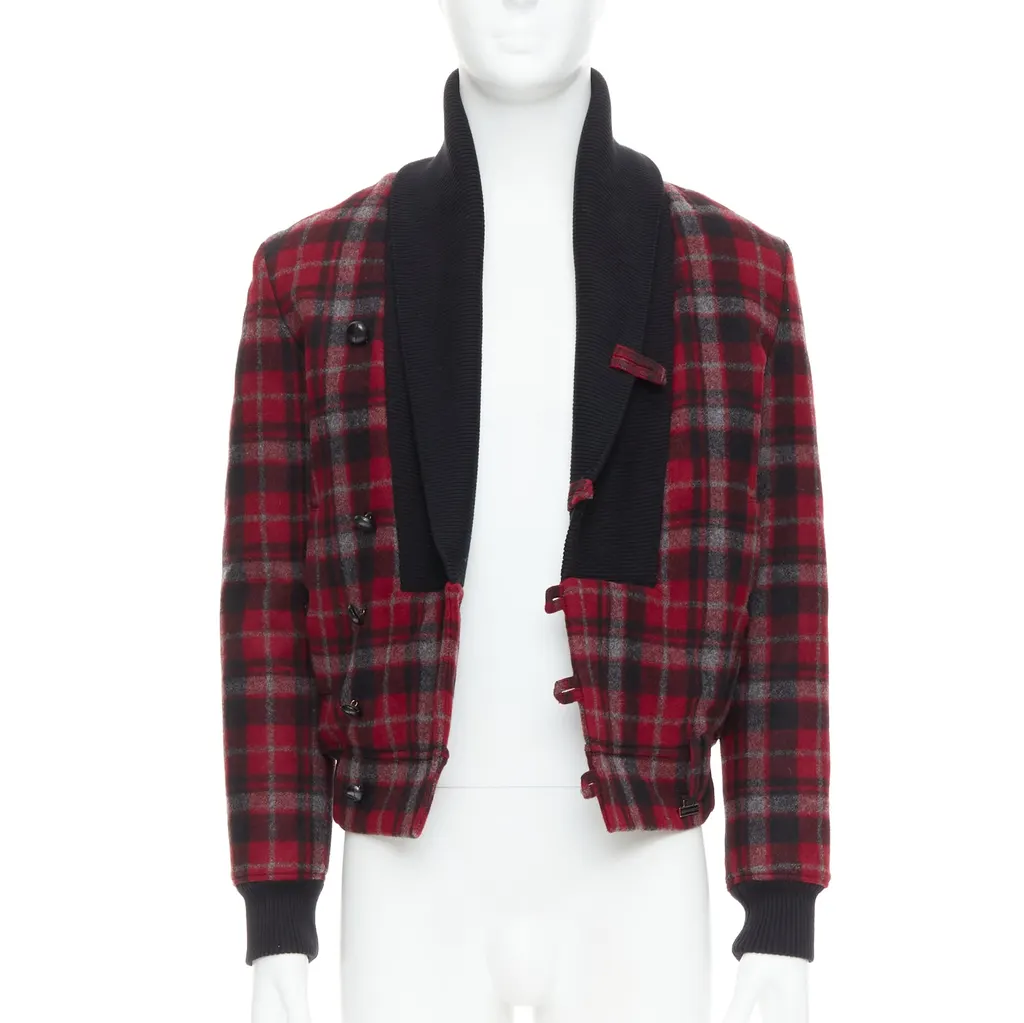 Kris Van Assche Red Wool Check Bomber Red Wool Very good - Inside View