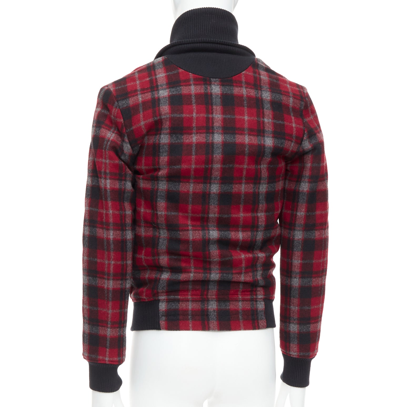 Kris Van Assche Red Wool Check Bomber - Detail 1