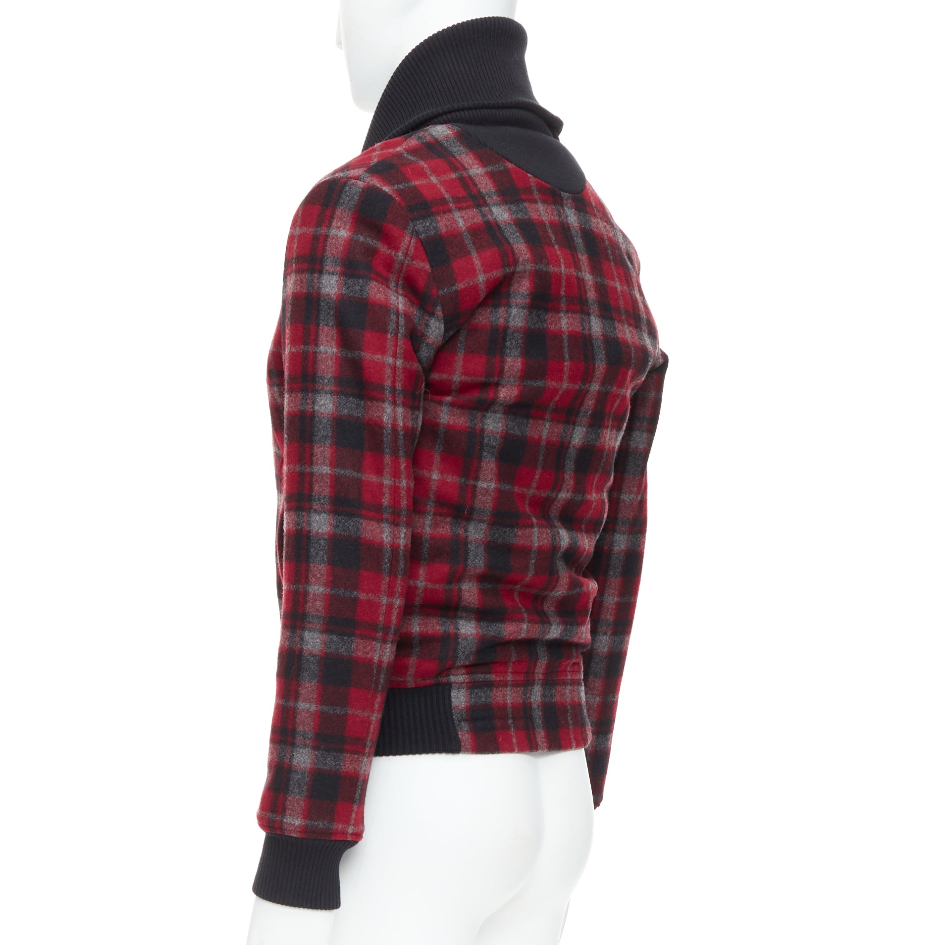 Kris Van Assche Red Wool Check Bomber - Detail 2