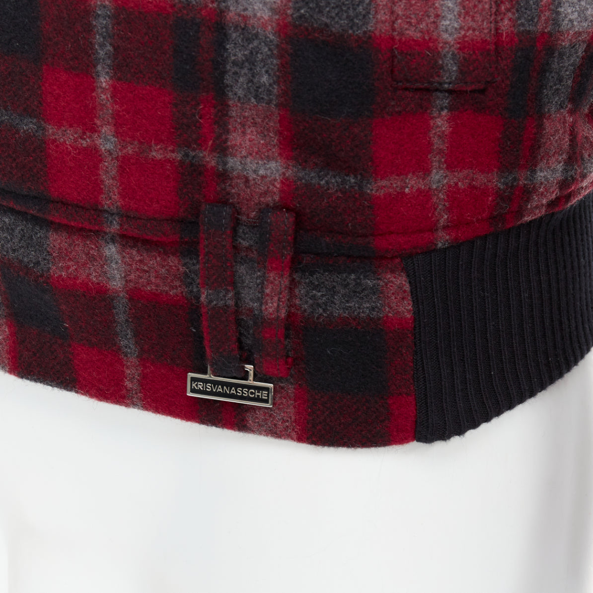 Kris Van Assche Red Wool Check Bomber - Image 10