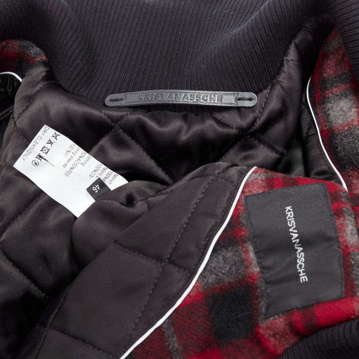 Kris Van Assche Red Wool Check Bomber - Image 11