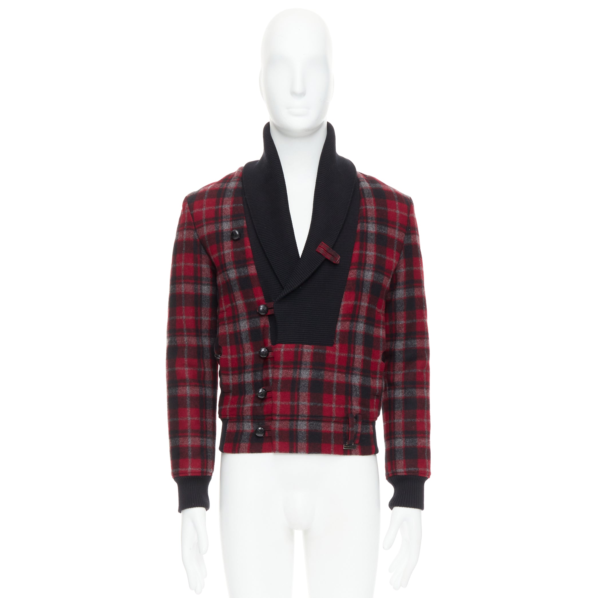 Kris Van Assche Red Wool Check Bomber - Image 12