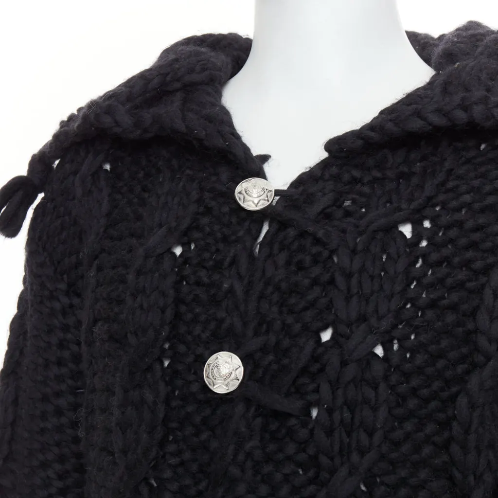 Dolce & Gabbana Chunky Knit Cardigan Black Wool Very good - Back View