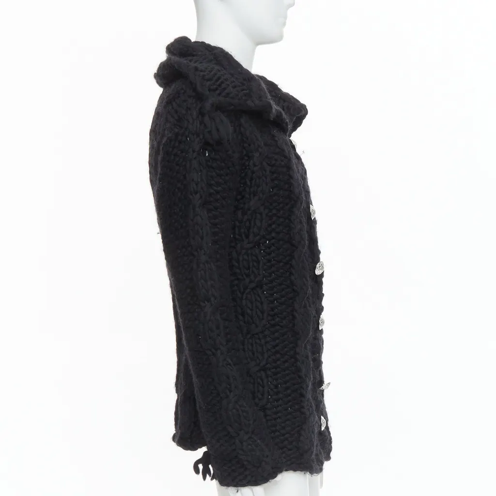 Dolce & Gabbana Chunky Knit Cardigan Black Wool Very good - Box View