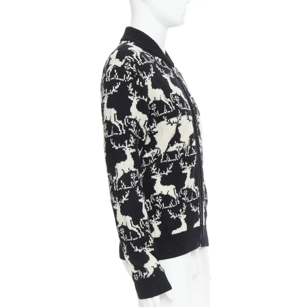 Dries Van Noten Reindeer Intarsia Jacket Black Wool Fair - Box View