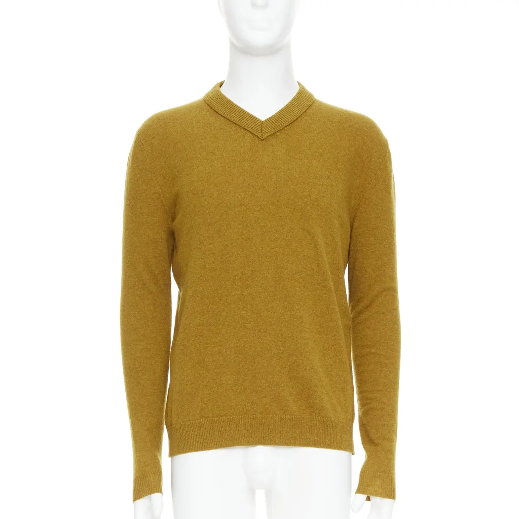 Jil Sander V Neck Sweater Yellow Very good - Front View