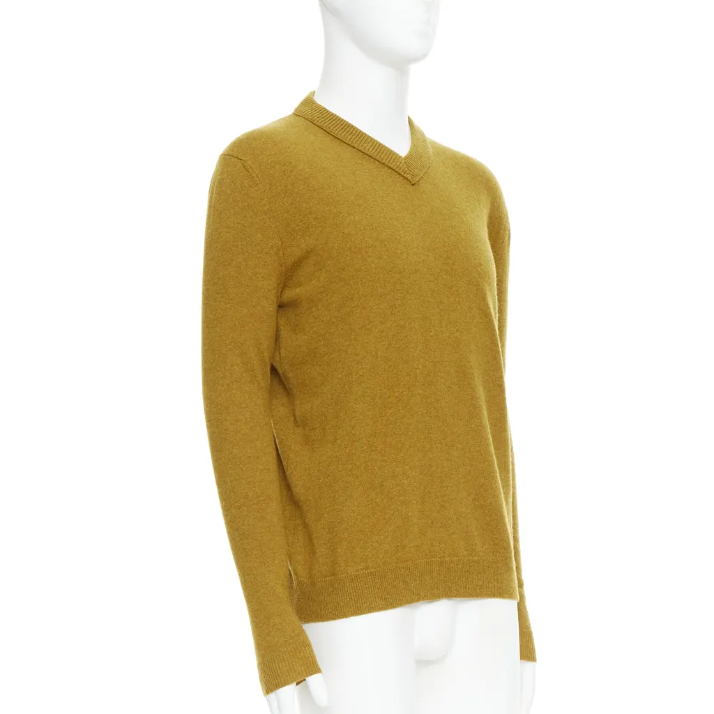 Jil Sander V Neck Sweater Yellow Very good - Inside View