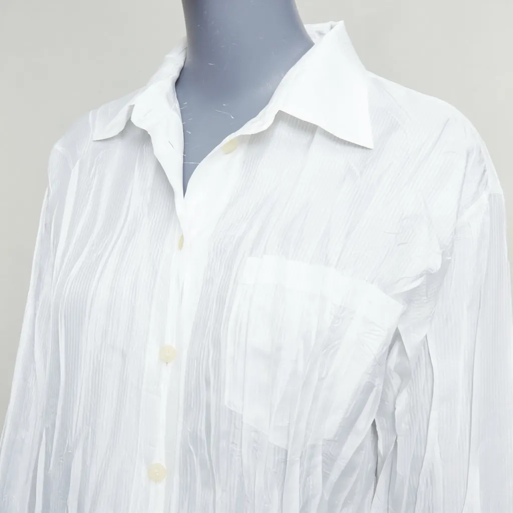 Issey Miyake Plisse Pocket Shirt White Polyester Very good - Back View