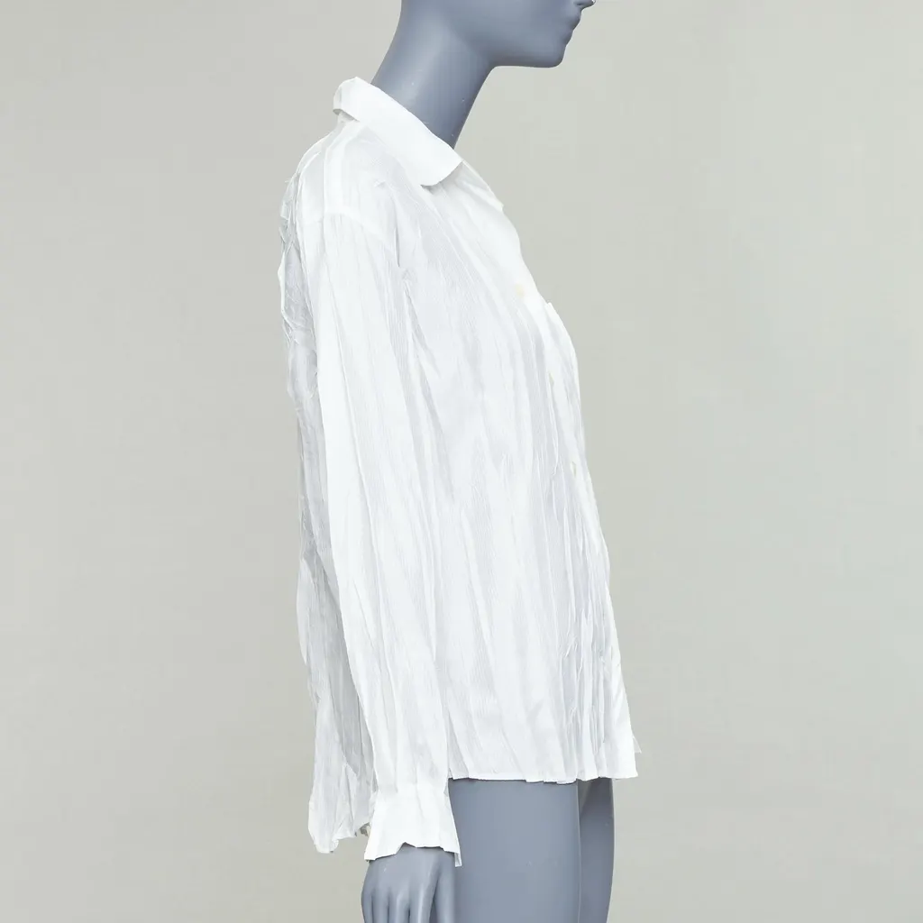 Issey Miyake Plisse Pocket Shirt White Polyester Very good - Model View