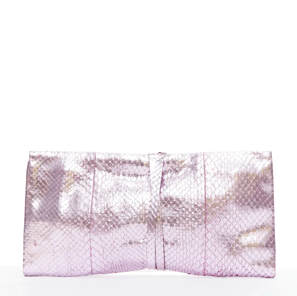 Yves Saint Laurent Purple Wraparound Clutch Pink Leather Fair - Model View