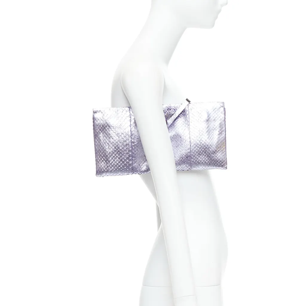 Yves Saint Laurent Marble Box Clutch Purple Leather Fair - Back View