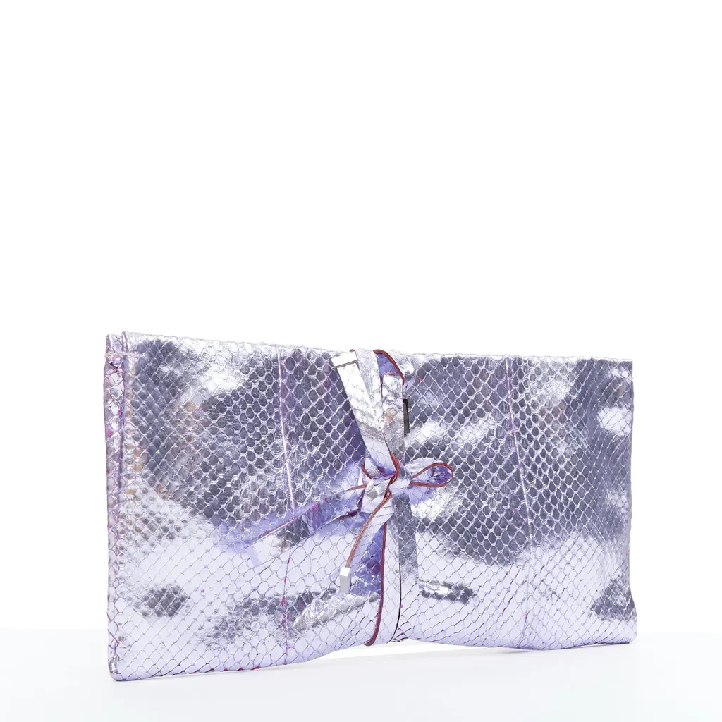 Yves Saint Laurent Marble Box Clutch Purple Leather Fair - Inside View