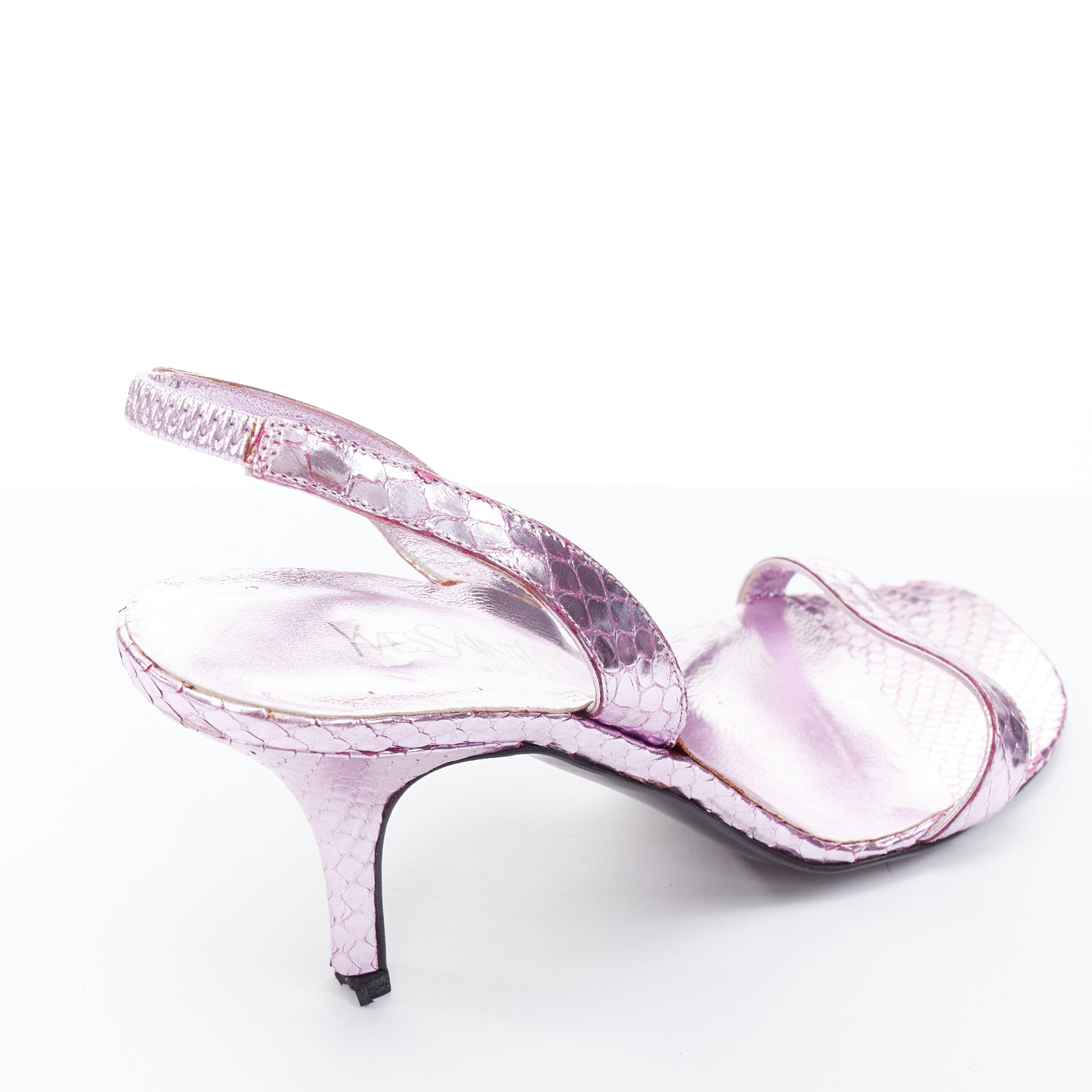 Yves Saint Laurent Metallic Sling Heels - Image 10