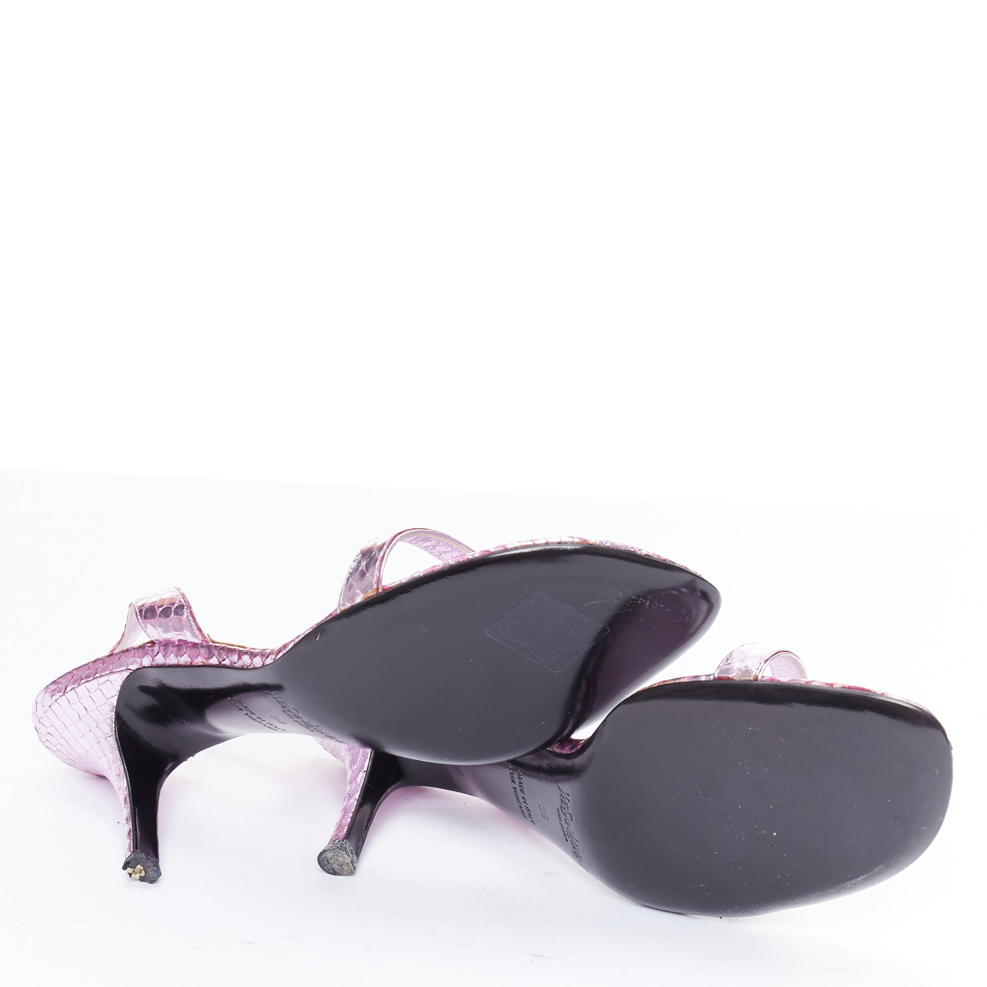 Yves Saint Laurent Metallic Sling Heels - Image 13