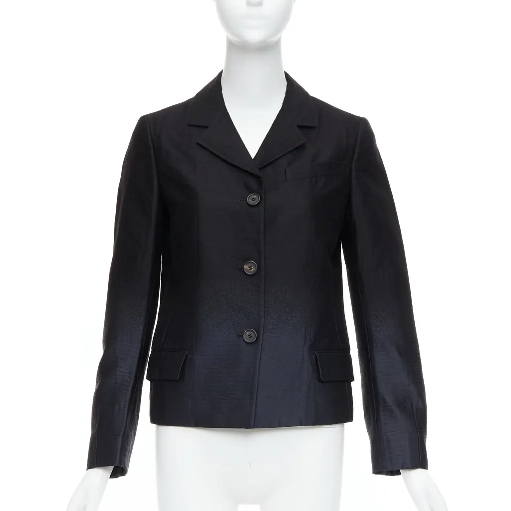 Prada Black Degrade Blazer Black Wool Never worn - Front View