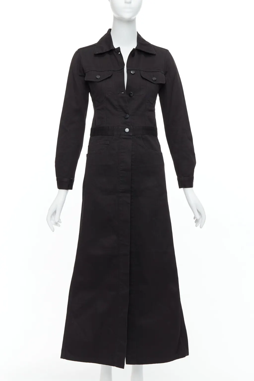 Maison Martin Margiela Carpenter Midi Dress Black Cotton Good - Front View