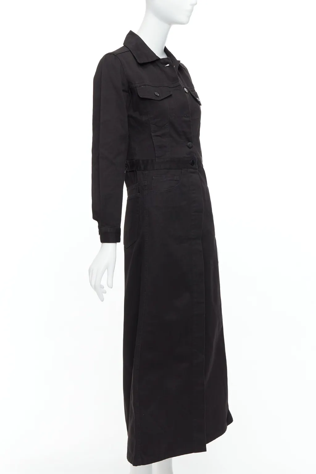 Maison Martin Margiela Carpenter Midi Dress Black Cotton Good - Inside View