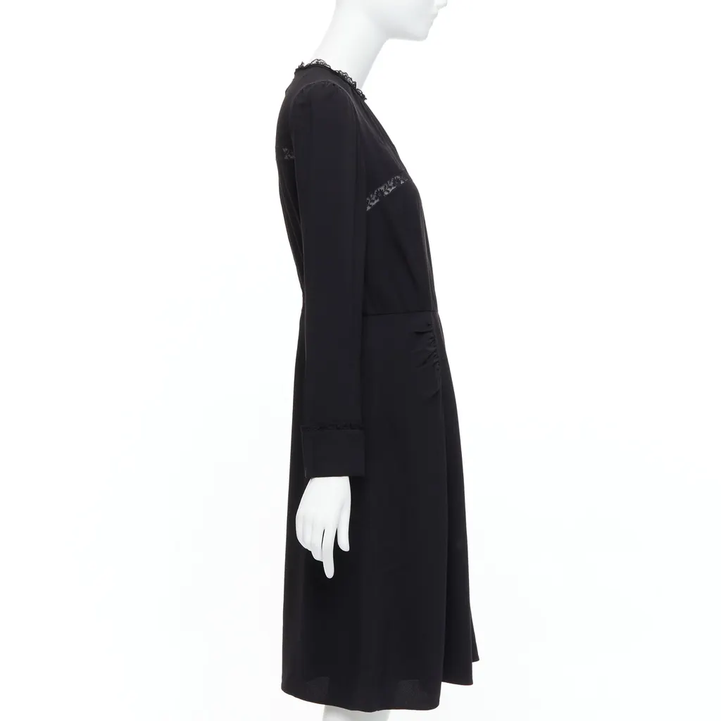 Prada Lace Fit Dress Black Acetate Good - Model View