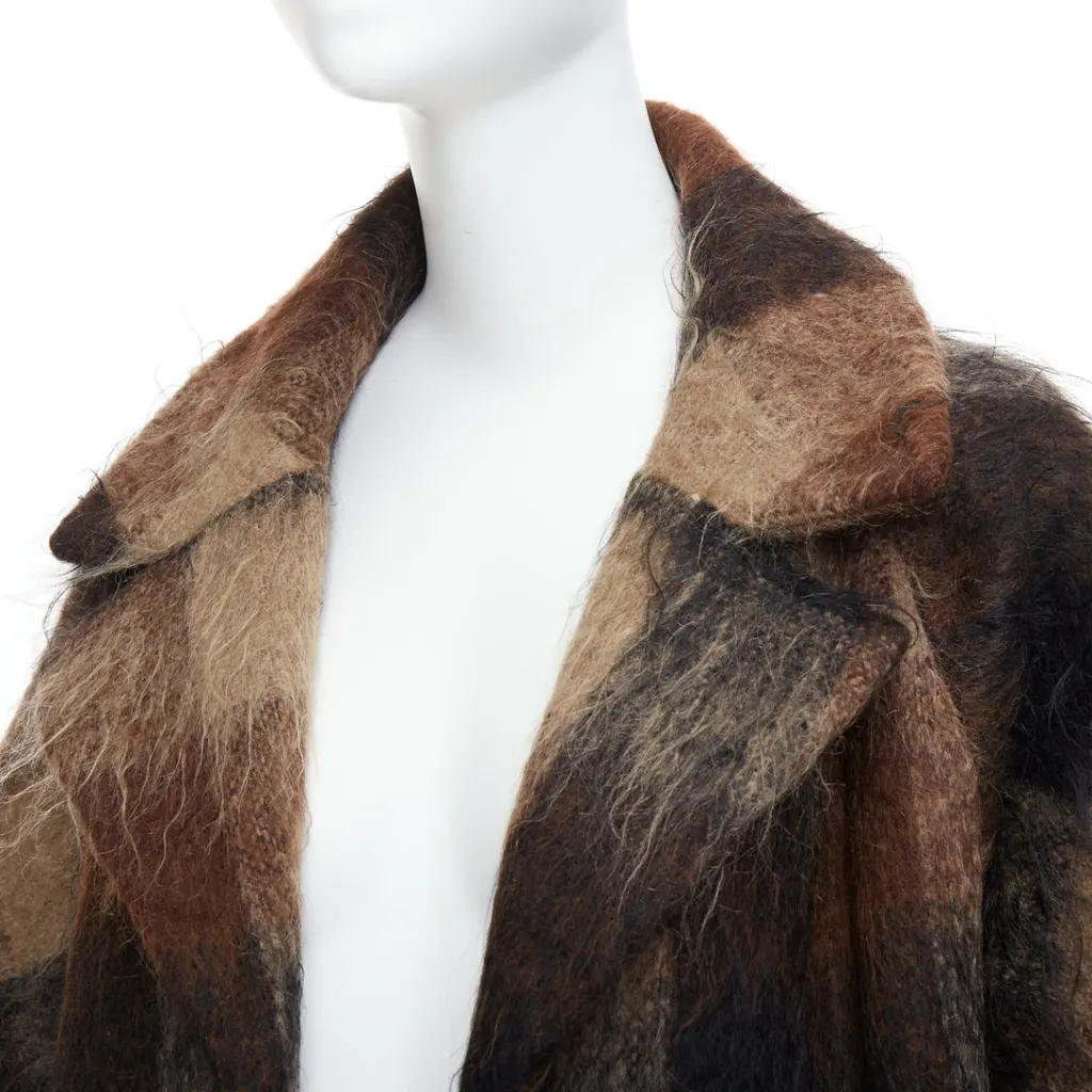 Lilli Ann Brown Checked Overcoat Brown Wool Good - Back View