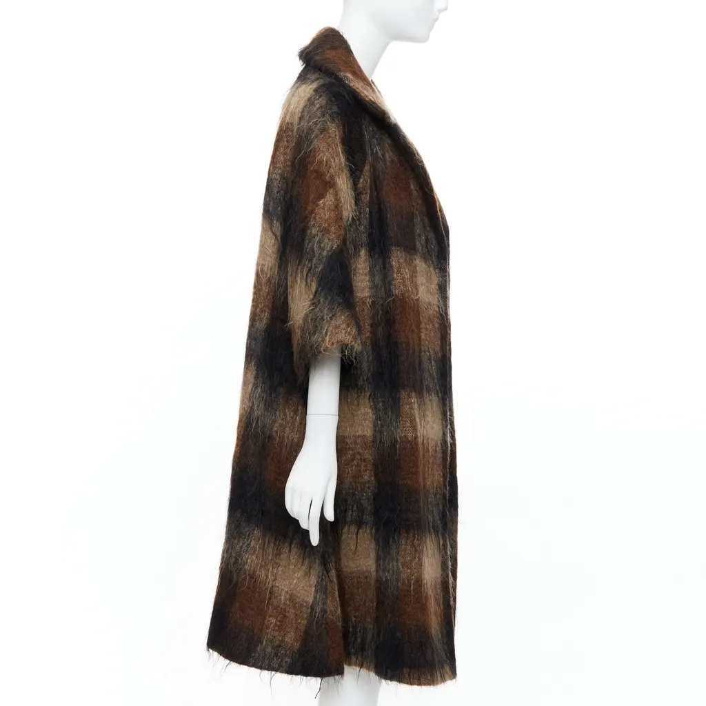 Lilli Ann Brown Checked Overcoat Brown Wool Good - Model View