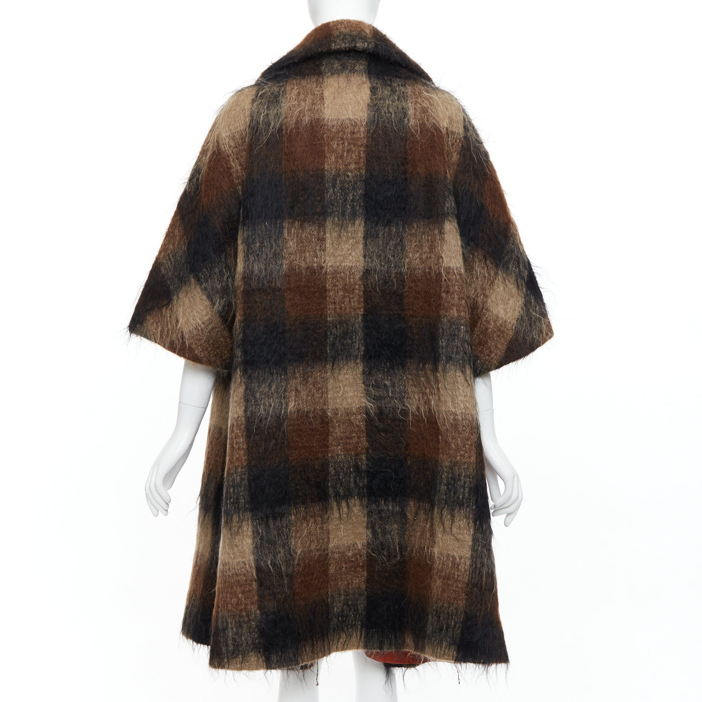 Lilli Ann Brown Checked Overcoat - Side view