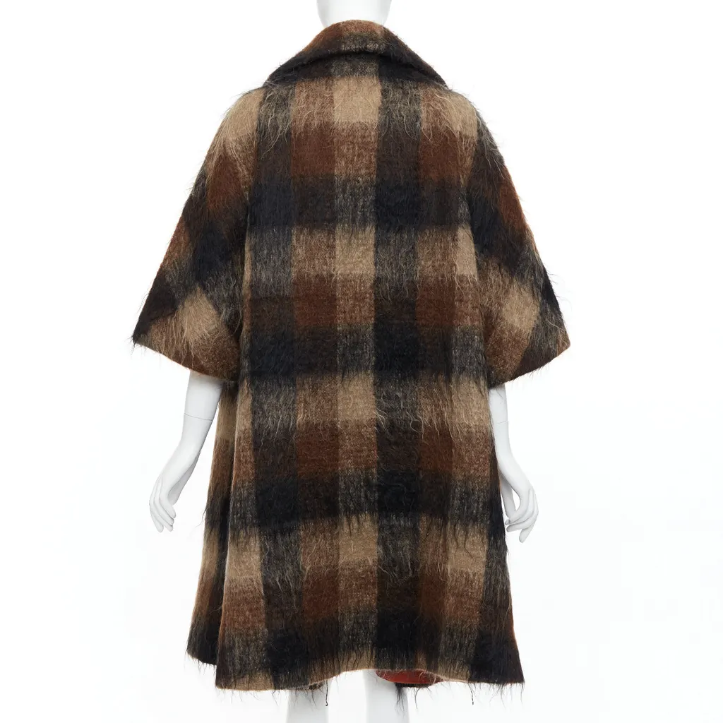 Lilli Ann Brown Checked Overcoat Brown Wool Good - Box View