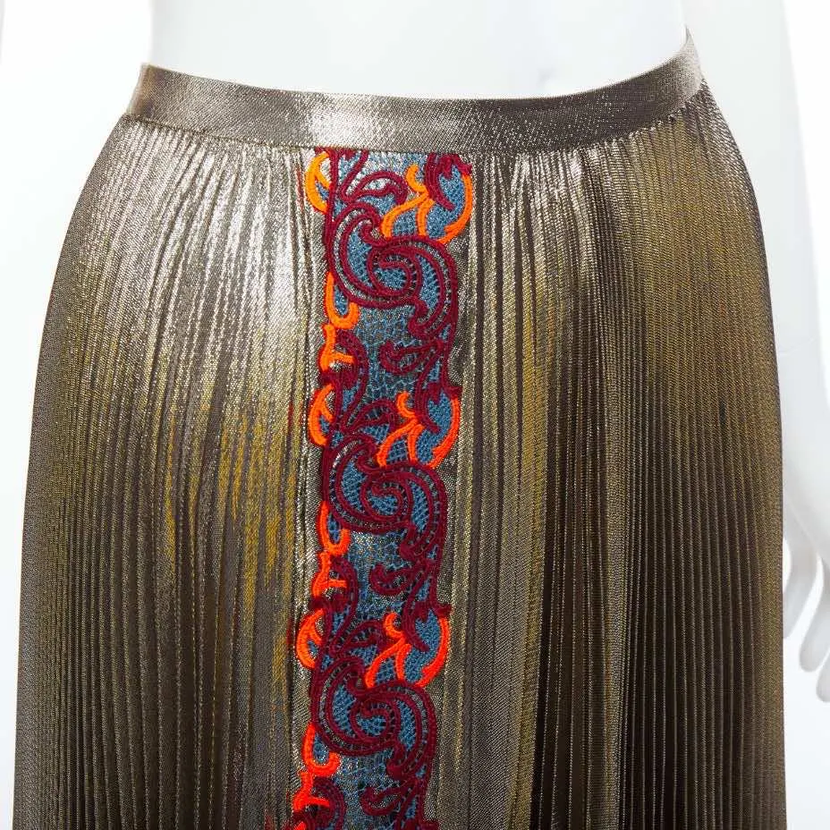 Versace Baroque Pleat Skirt Gold Silk Never worn, with tag - Back View