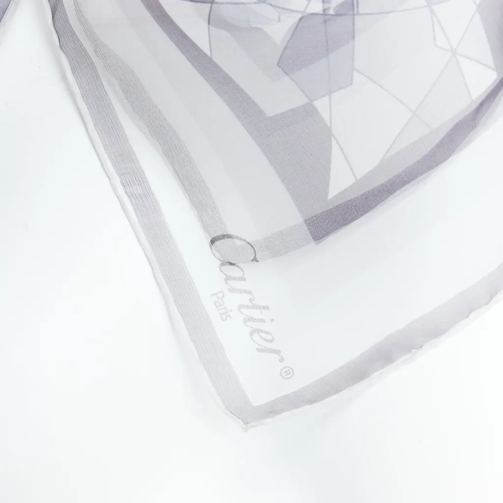 Cartier Diamond Cuts Scarf Grey Silk Never worn - Back View