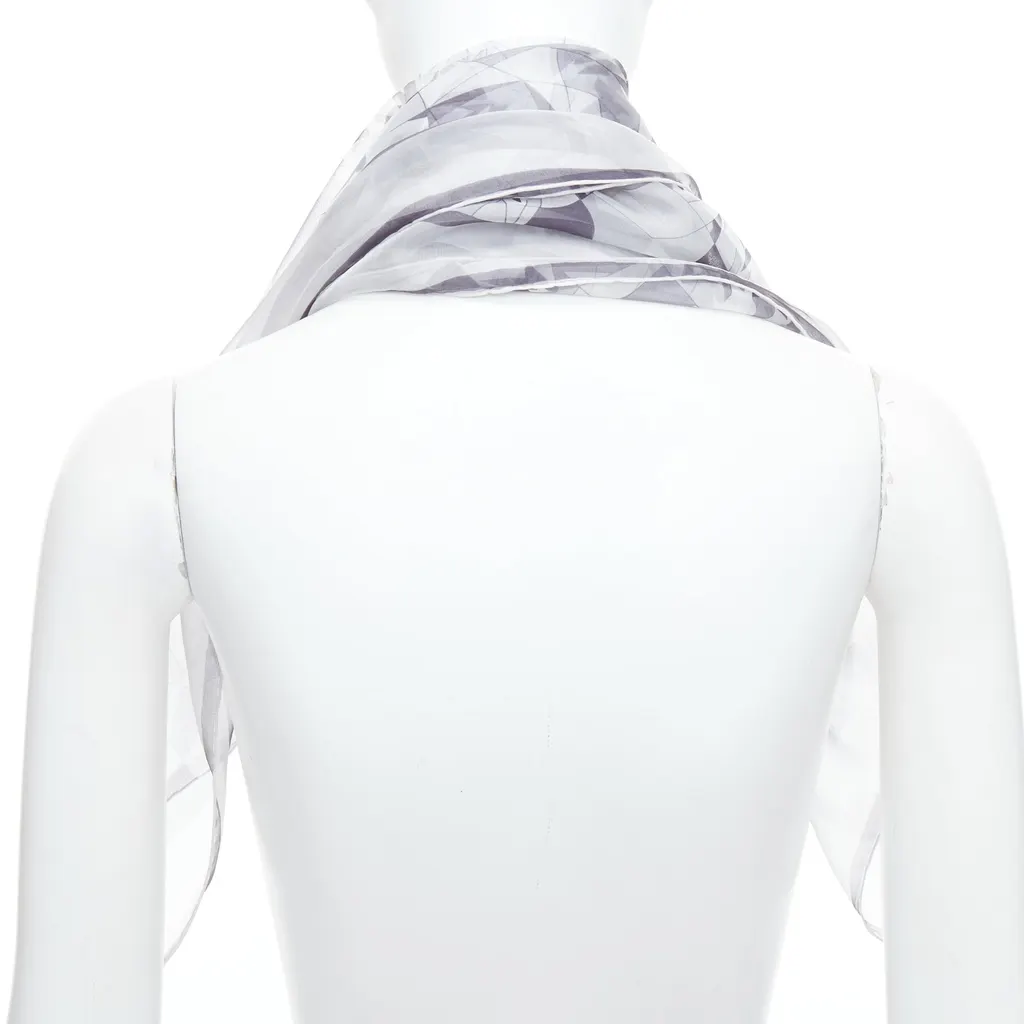 Cartier Diamond Cuts Scarf Grey Silk Never worn - Box View
