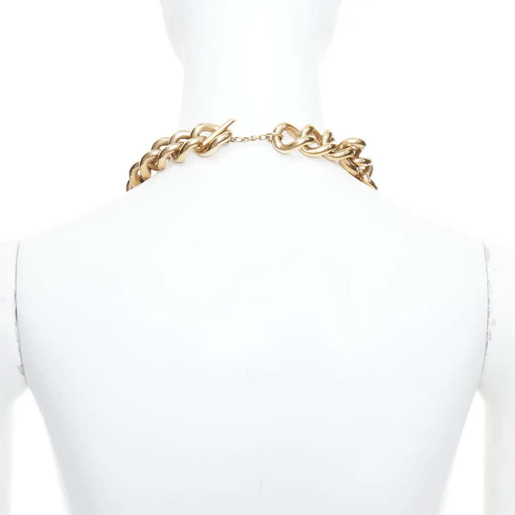 Lanvin Crystal Curb Necklace Gold Metal Very good - Box View