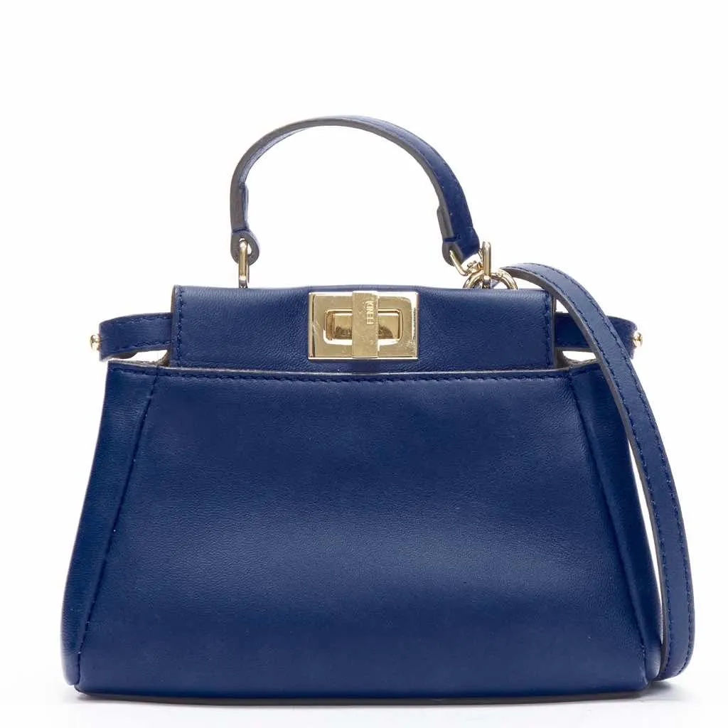 Fendi Music Box Clutch Blue Leather Very good - Front View
