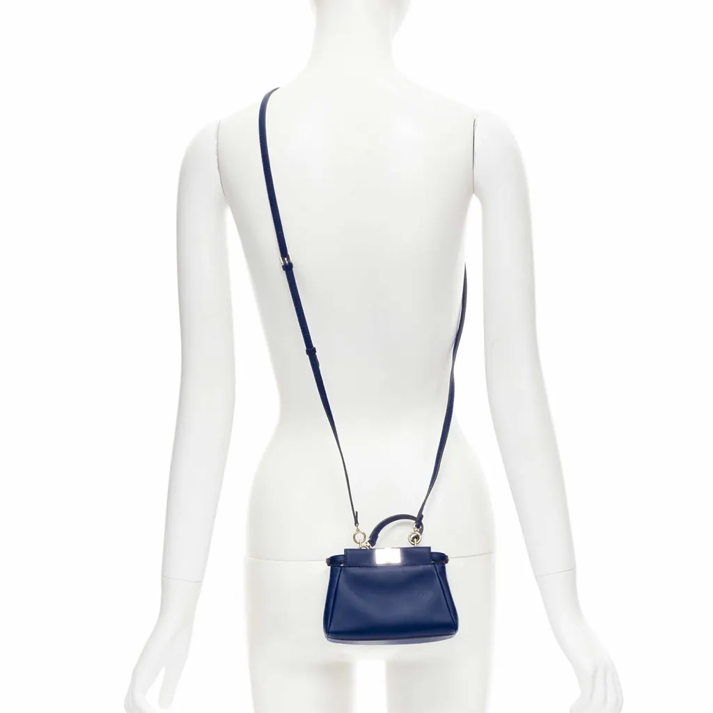 Fendi Music Box Clutch Blue Leather Very good - Back View